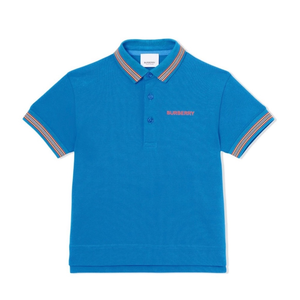 Burberry Icon Stripe Short Sleeve Polo Shirt, Size 4t (104 cm), color blue